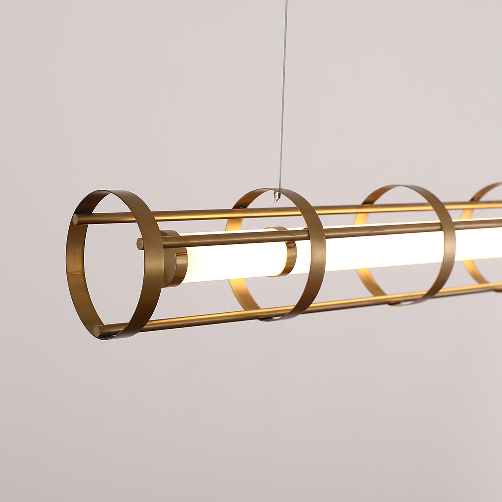 Modern Gold Cylinder Kitchen Island Light Linear Pendant Light for Dining Room