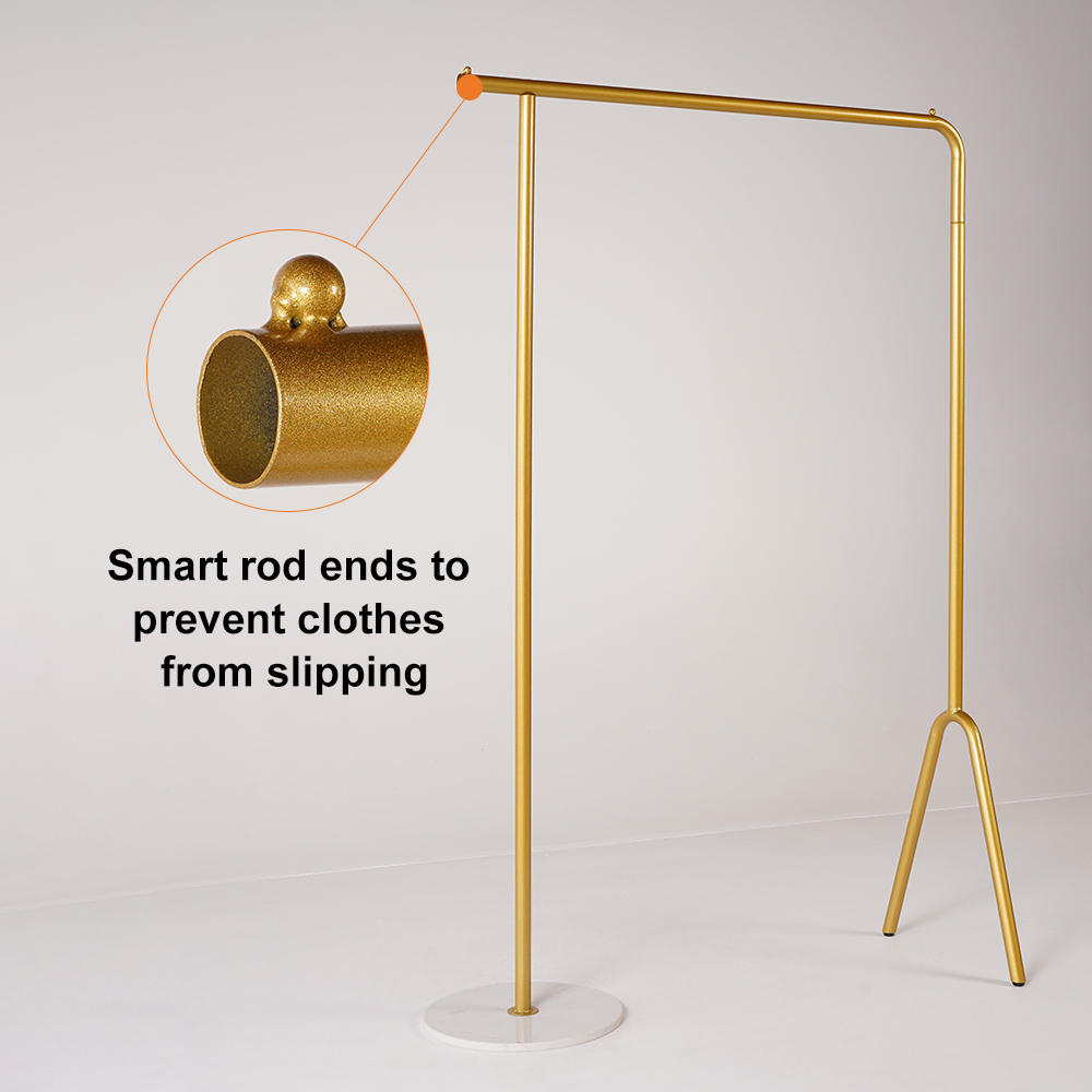 Gold Clothing Stand Modern Garment Stand with Marble Base Single Rod