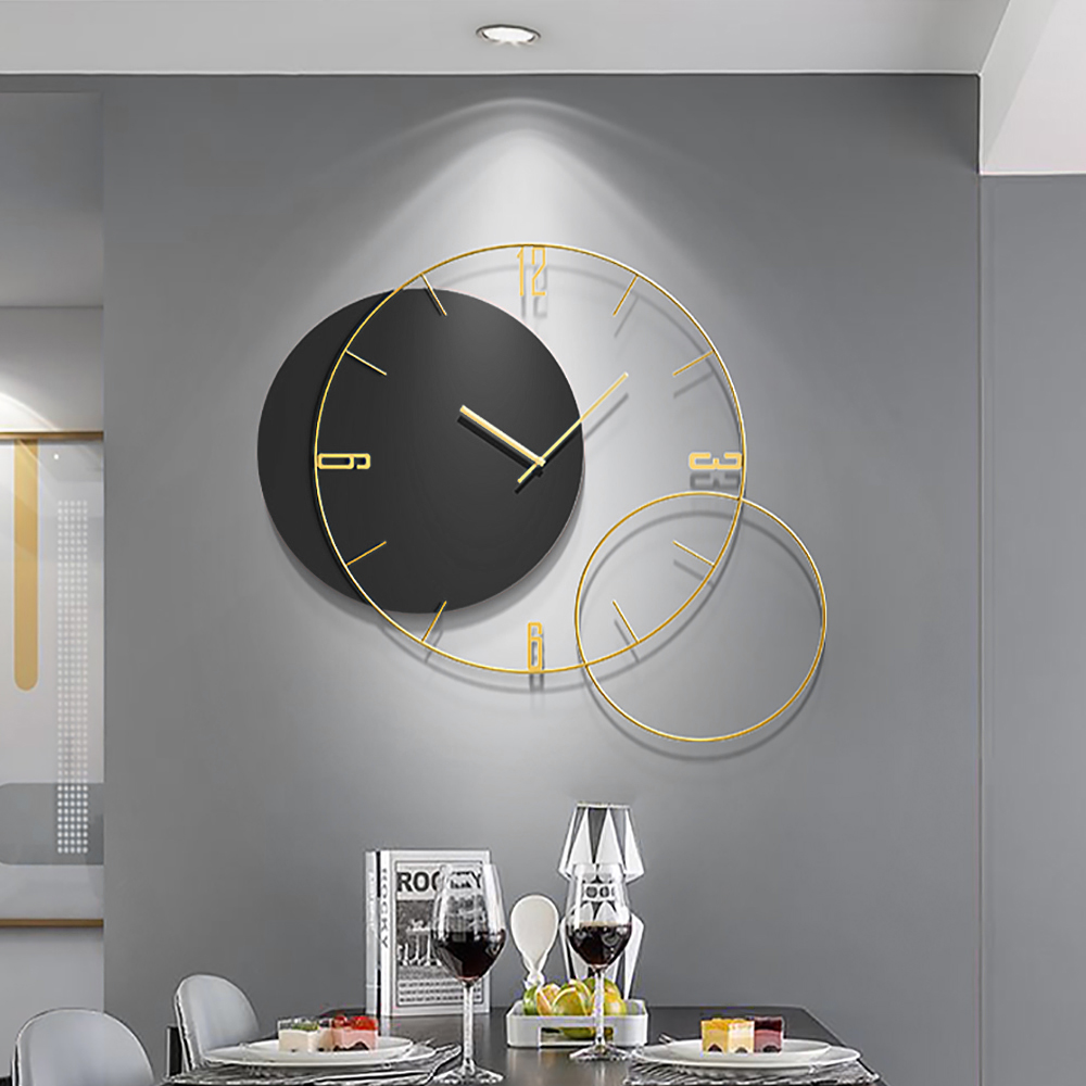 Modern Round Oversized Wall Clock Home Decor Art in Black