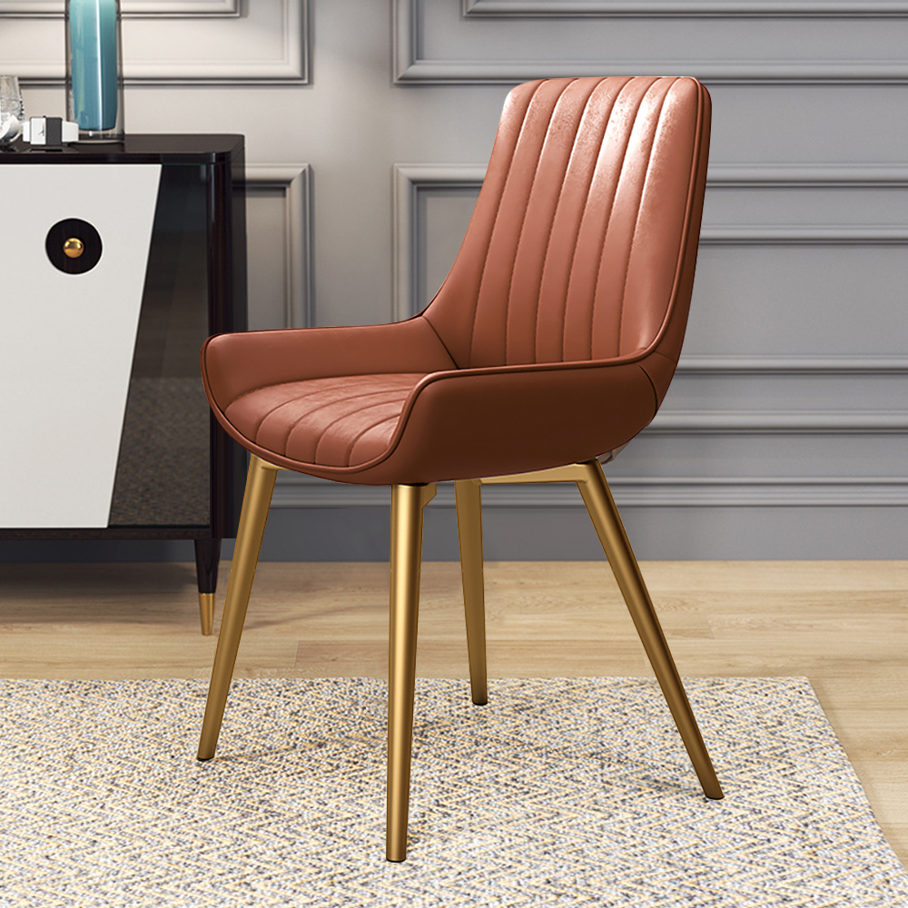 Orange Dining Chairs with PU Leather Upholstery & High Back Dining