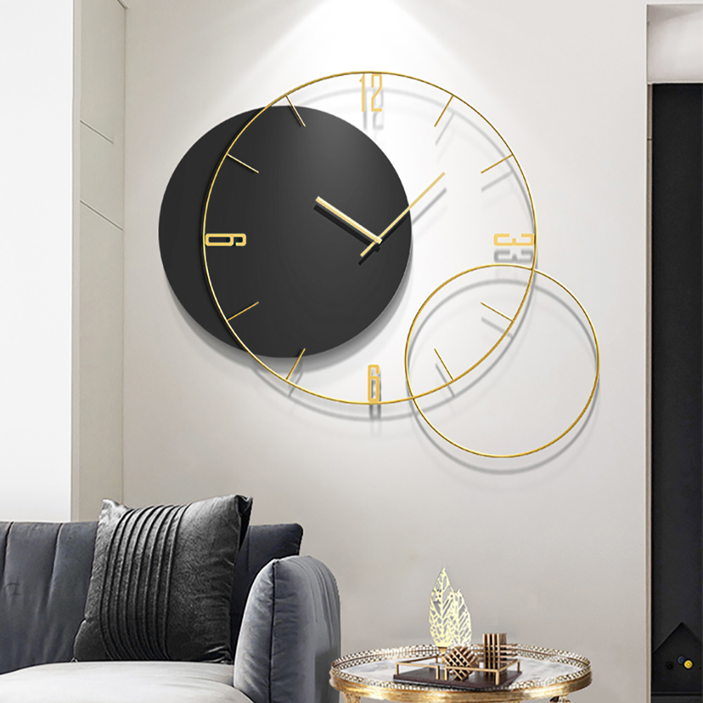 Modern Round Oversized Wall Clock Home Decor Art in Black