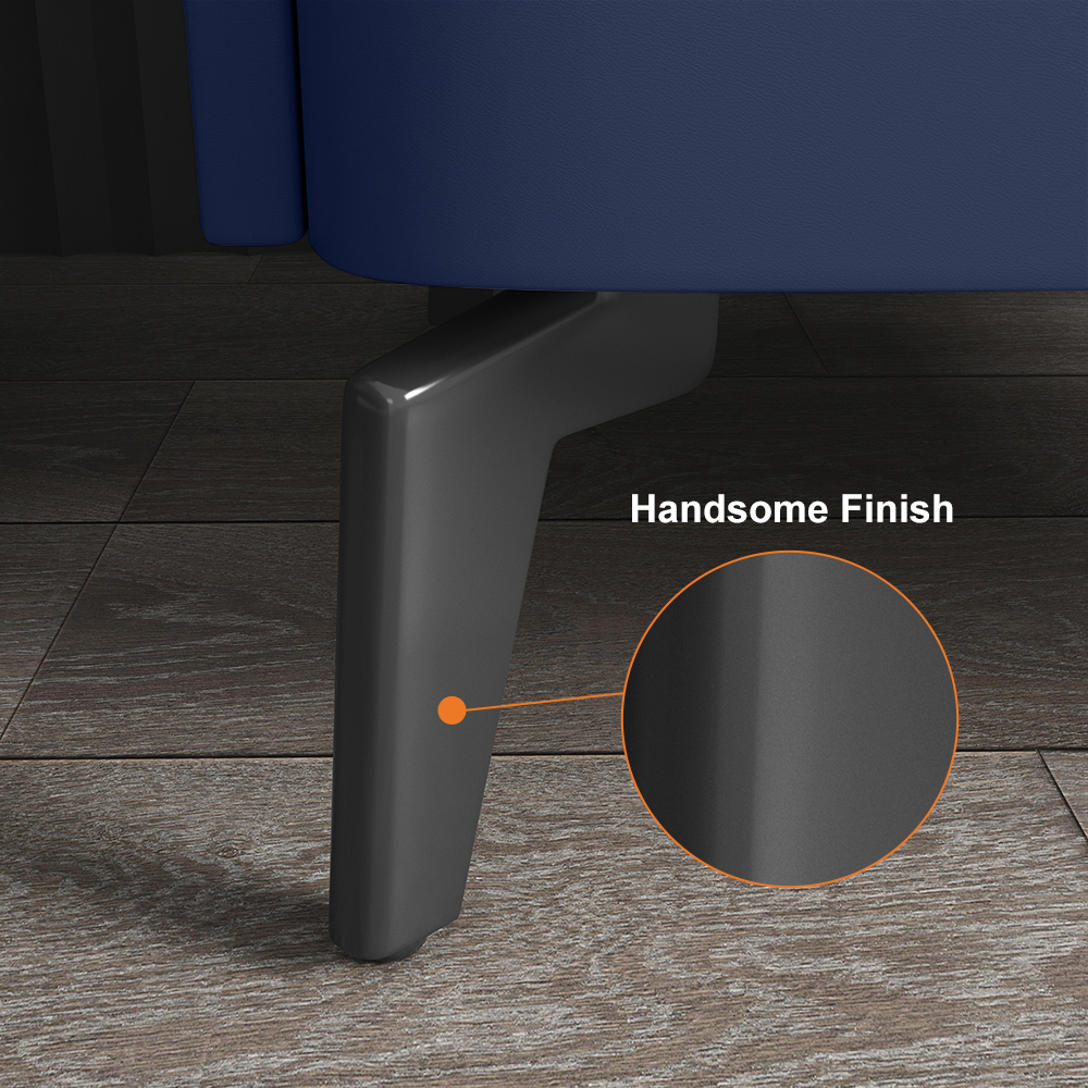 Modern Nightstand with 2 Drawers Bedroom Nightstand in Deep Blue, Faux