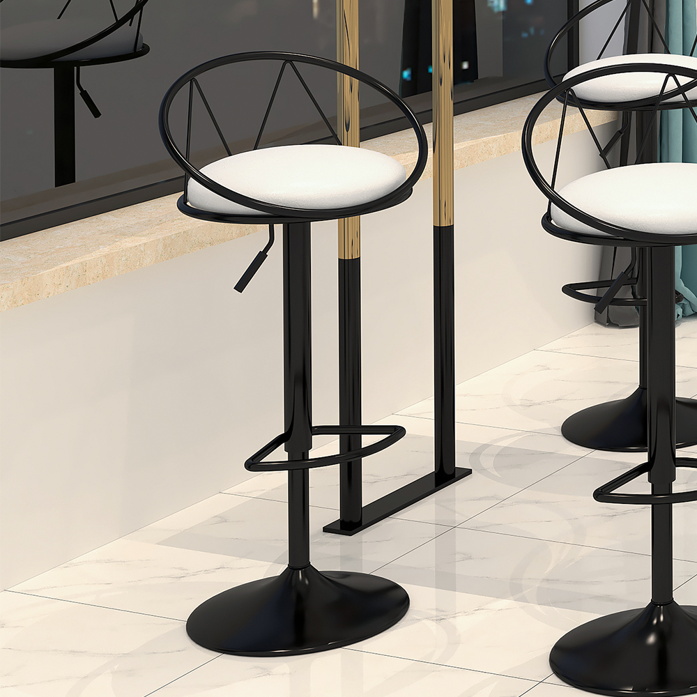 Modern White PU Leather Counter Height Bar Stool (Set Of 2) Adjustable ...