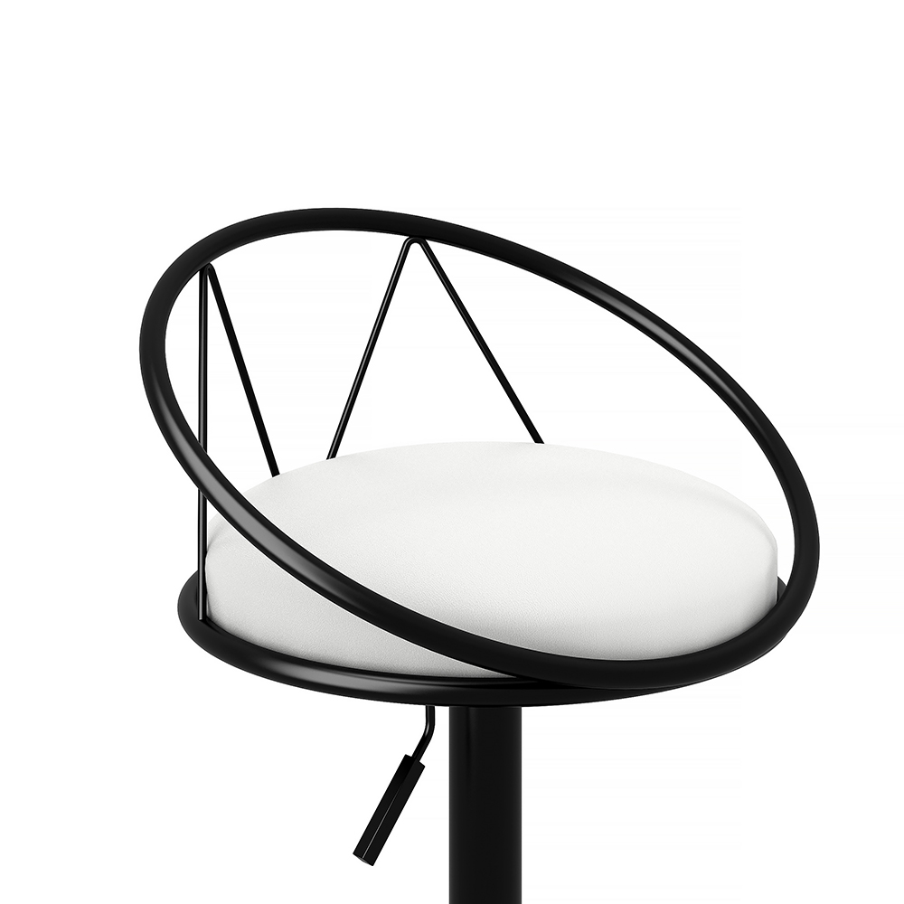 Modern White PU Leather Counter Height Bar Stool (Set of 2) Adjustable Height & Swivel Kitchen