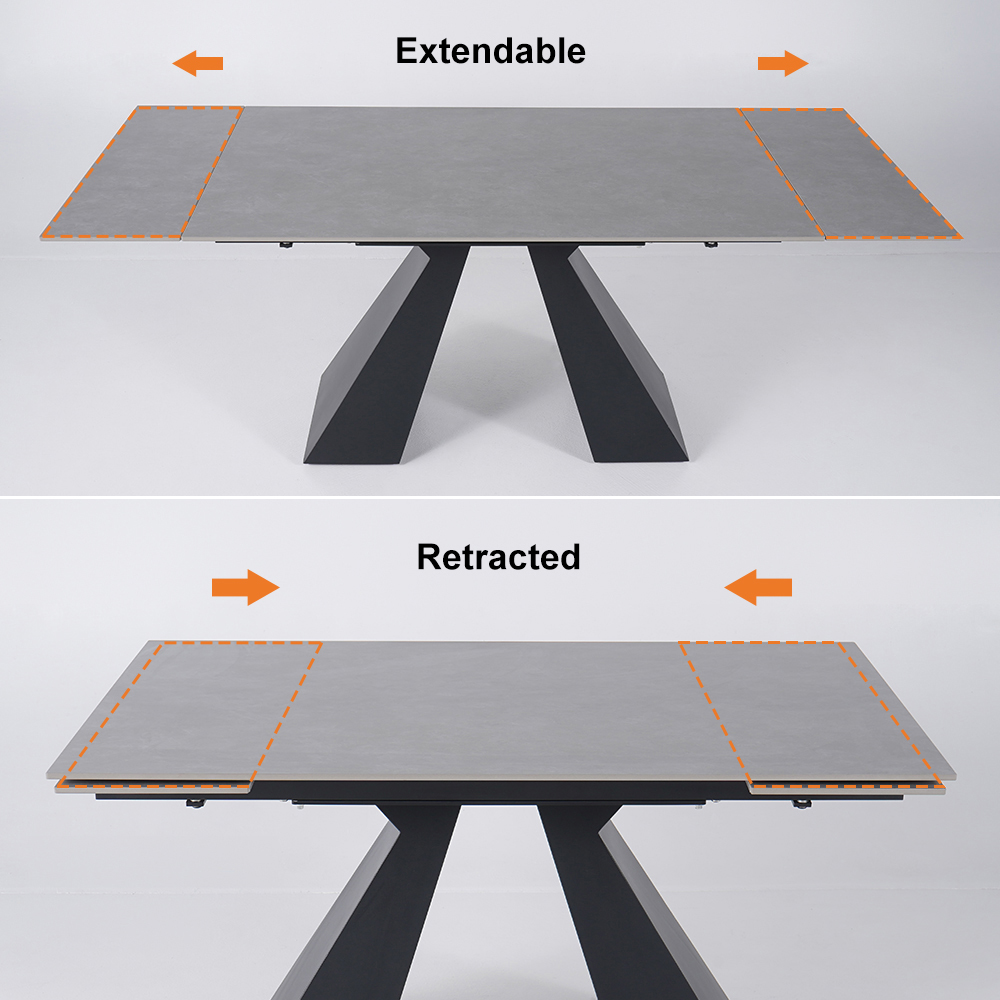 Minimalist Retractable Rock Slab Rectangular Luxury Folding Dining Table
