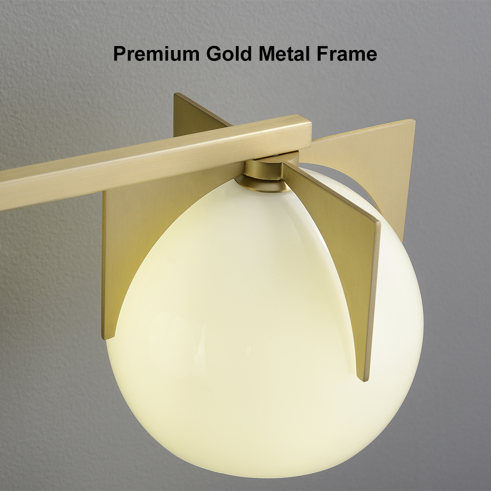 3Light White Globe Bathroom Wall Light Metal Vanity Wall Sconce in