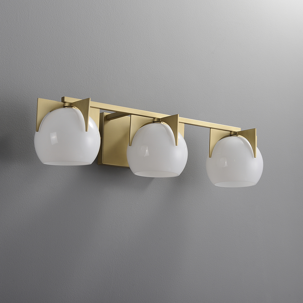3Light White Globe Bathroom Wall Light Metal Vanity Wall Sconce in