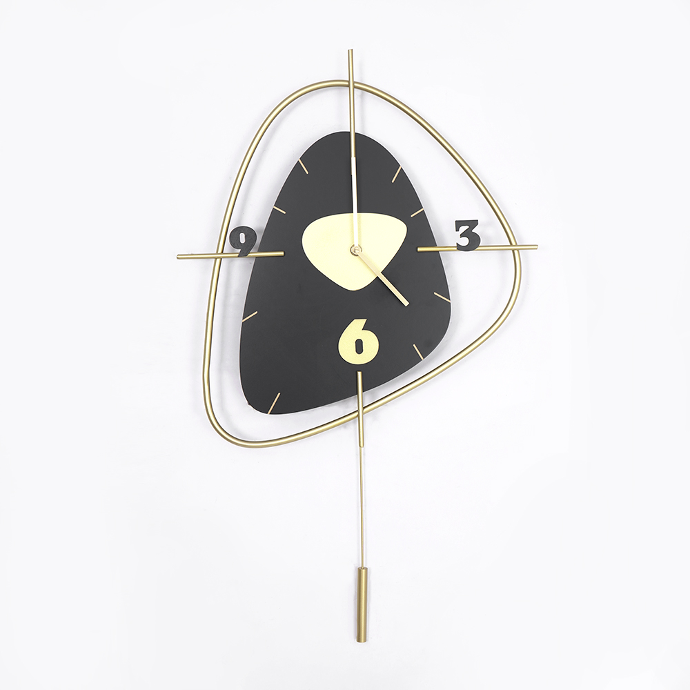 Black Creative Scandinavian Wall Clock Metal Pendulum Home Clock