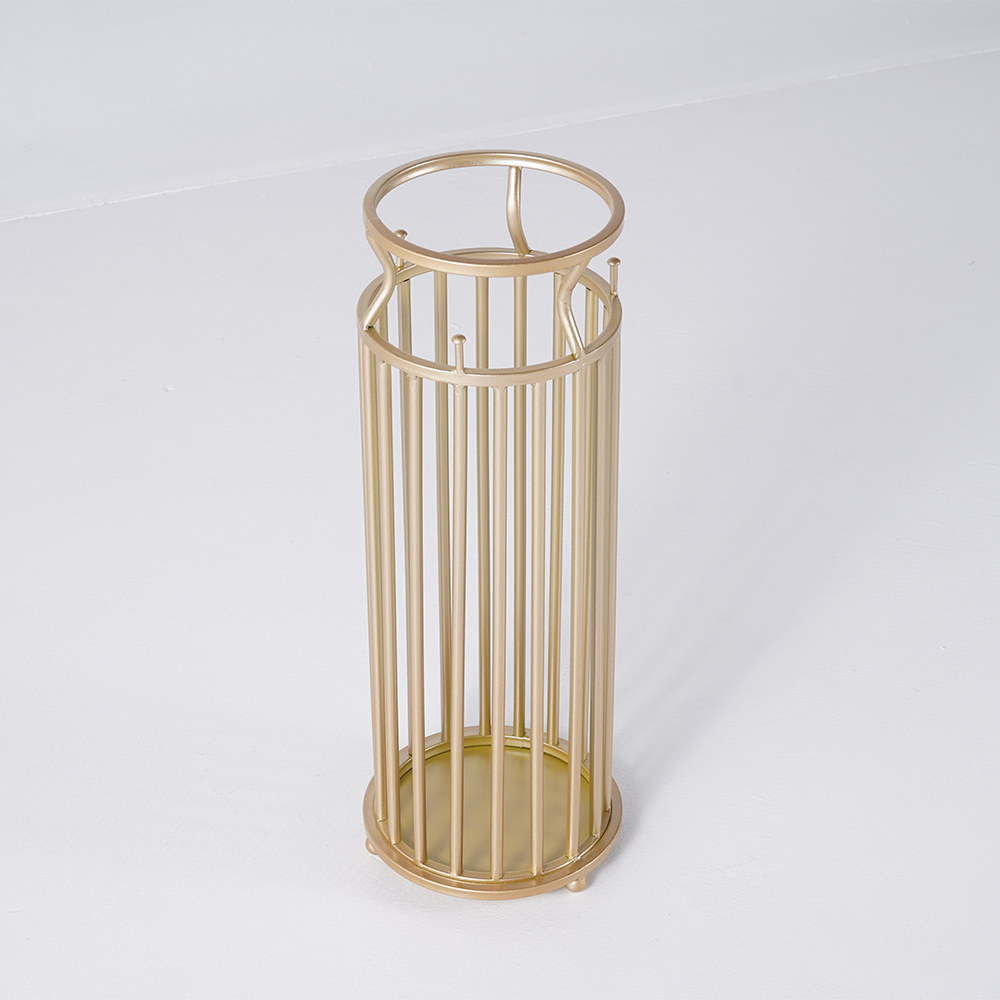 Chic Golden "Marble Pillar" Style Umbrella Stand in Metal
