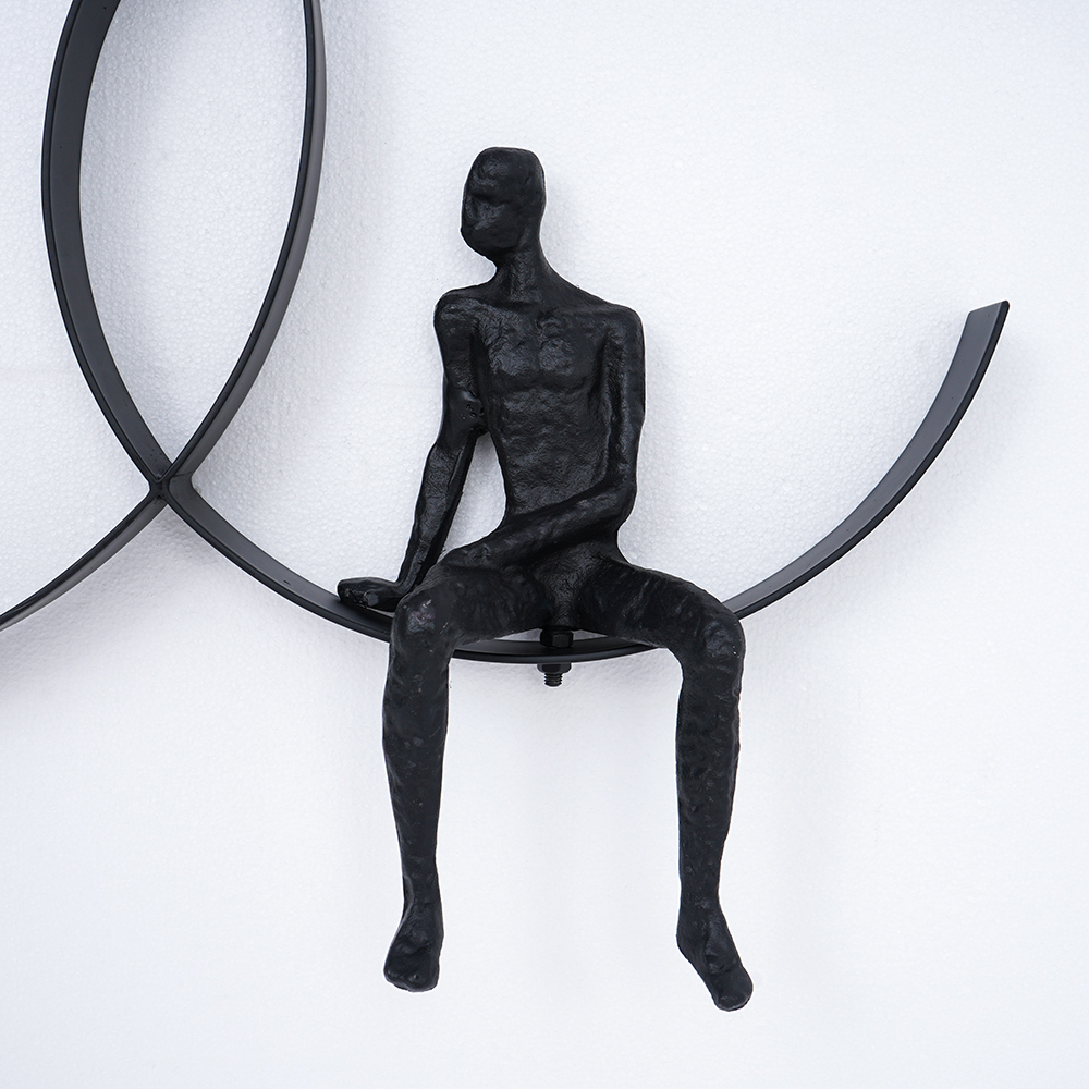 Modern 3D Artistic Figure Metal and Resin Wall Decor in BlackHomary