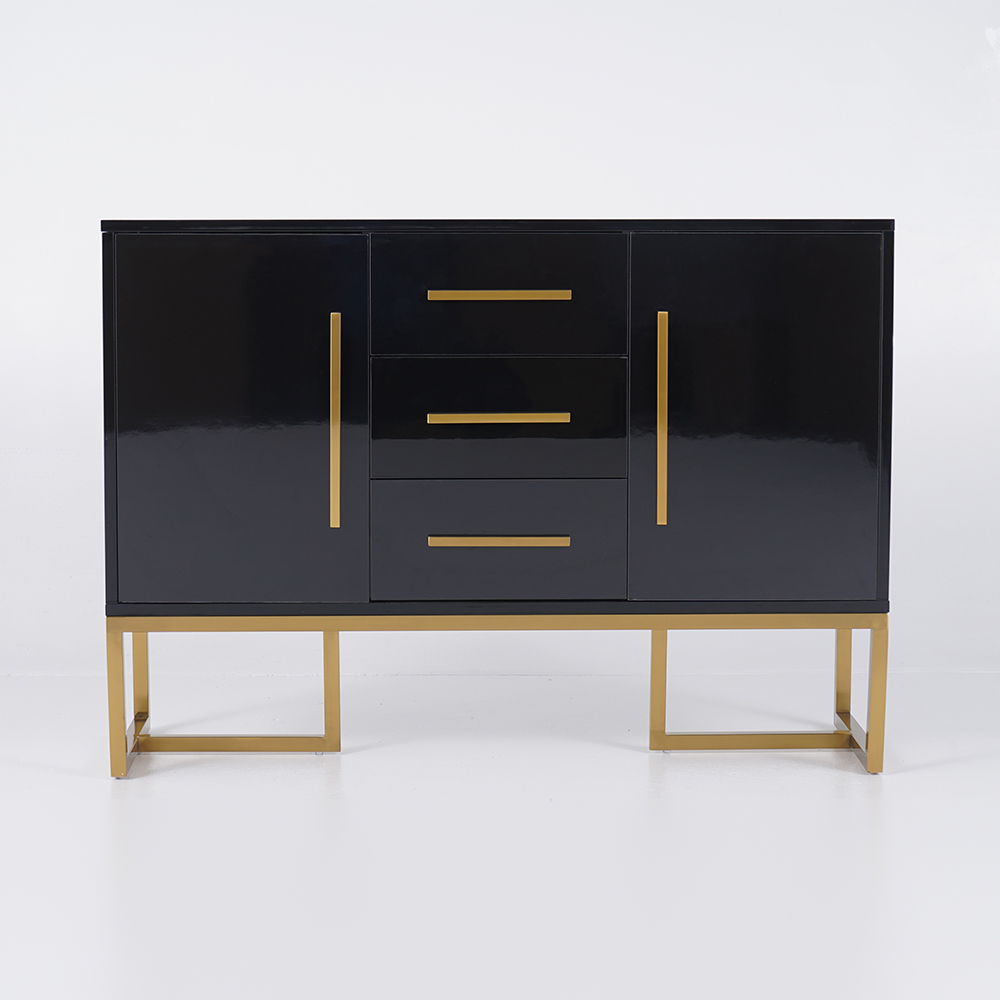 Stovf Black 47" Wood Kitchen Sideboard with Drawers Modern Sideboard Buffet