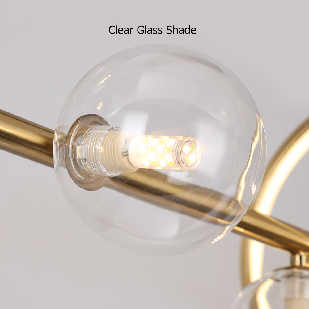 Modern 7-Light Gold Kitchen Island Light with Glass Globe Shade