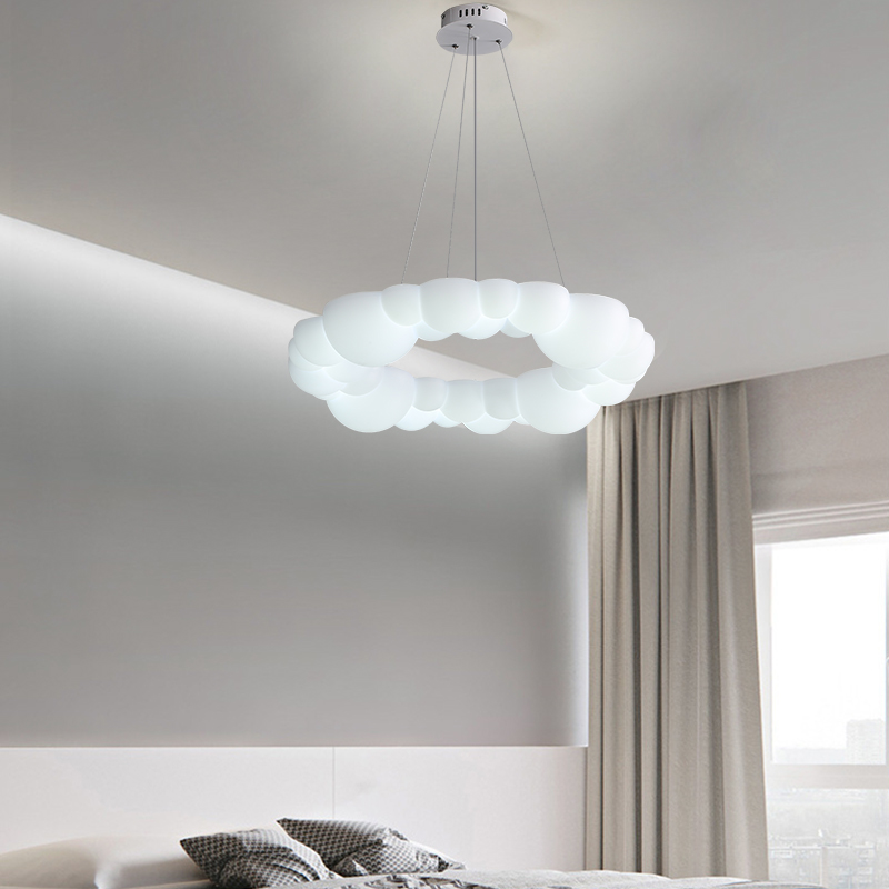 Modern White LED Chandelier Cloud Bubble Pendant Light Dimmable