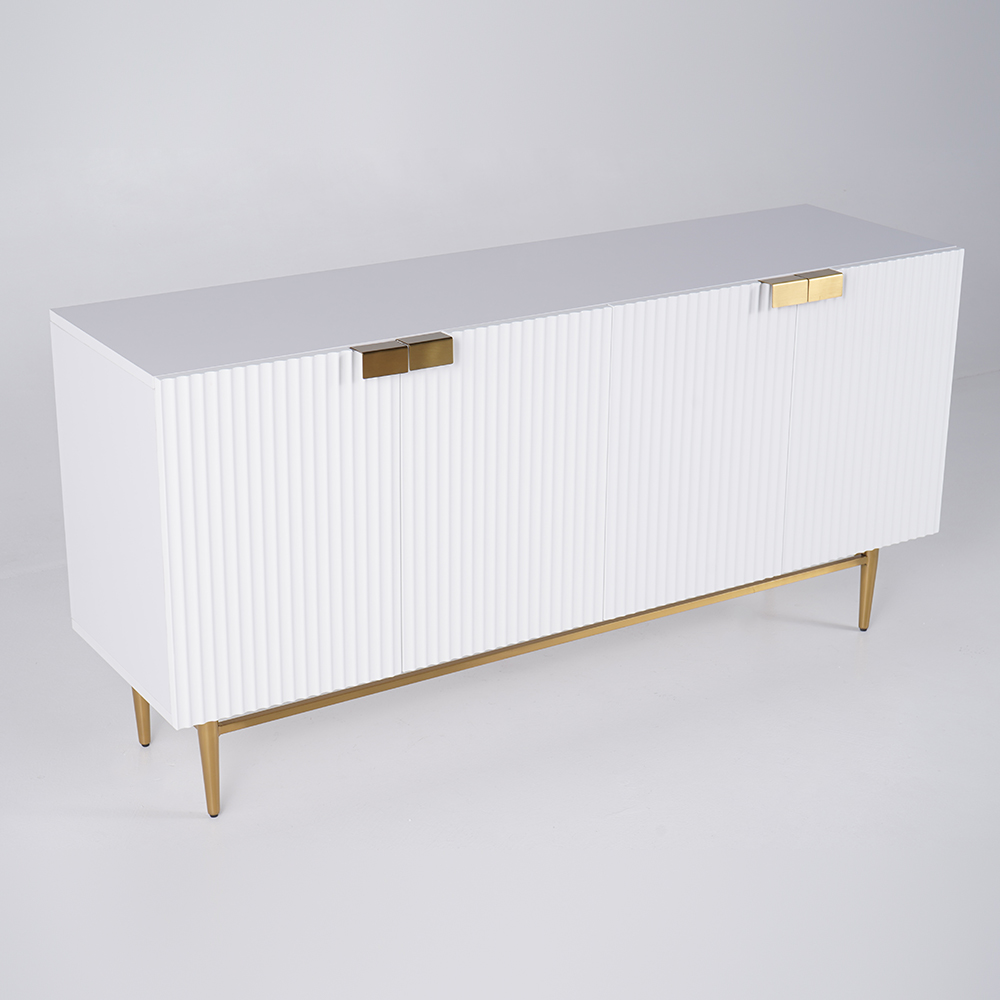 1500mm White Accent Cabinet with Doors Buffet Cabinet with Storage 4 doors Sideboard