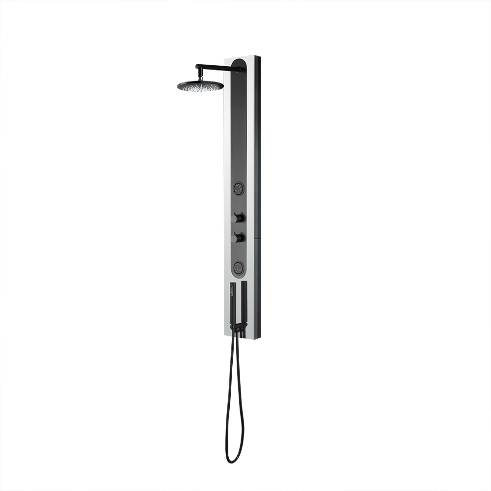 Chrome 55" Rainfall Shower Panel with Handheld Shower Adjustable Shower Head & Body Jets