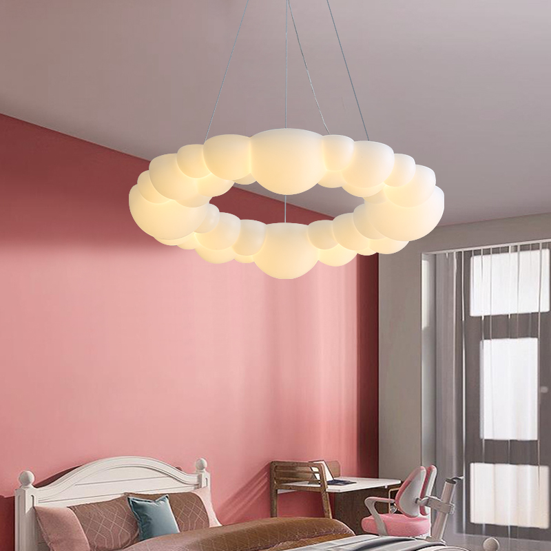 Modern White LED Chandelier Cloud Bubble Pendant Light Dimmable