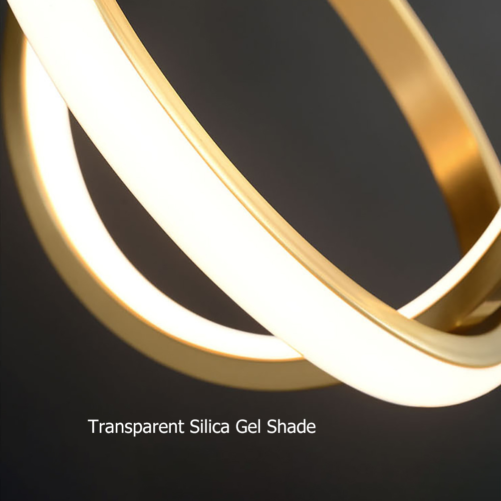 Gold Geometric Pendant Light 2-Ring LED Hanging Light in Brass