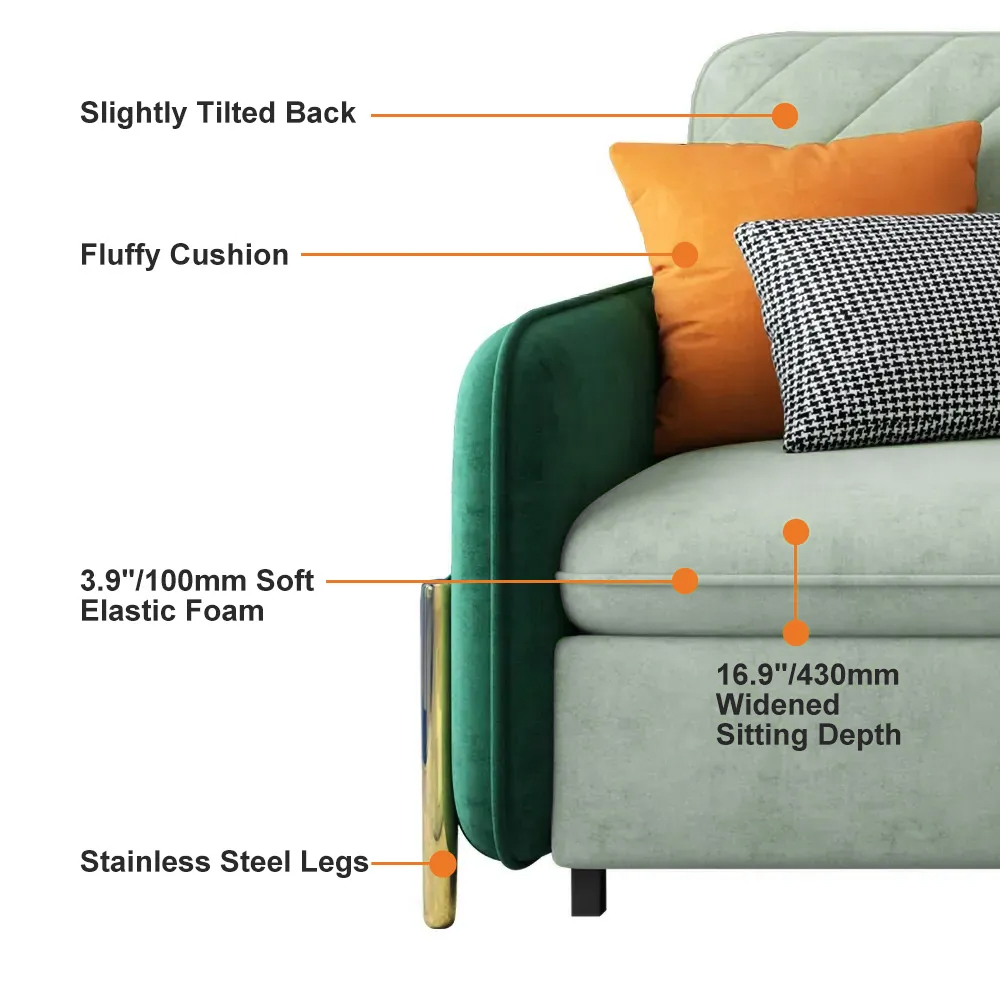 Full Sleeper Sofa Green Upholstered Convertible SofaHomary