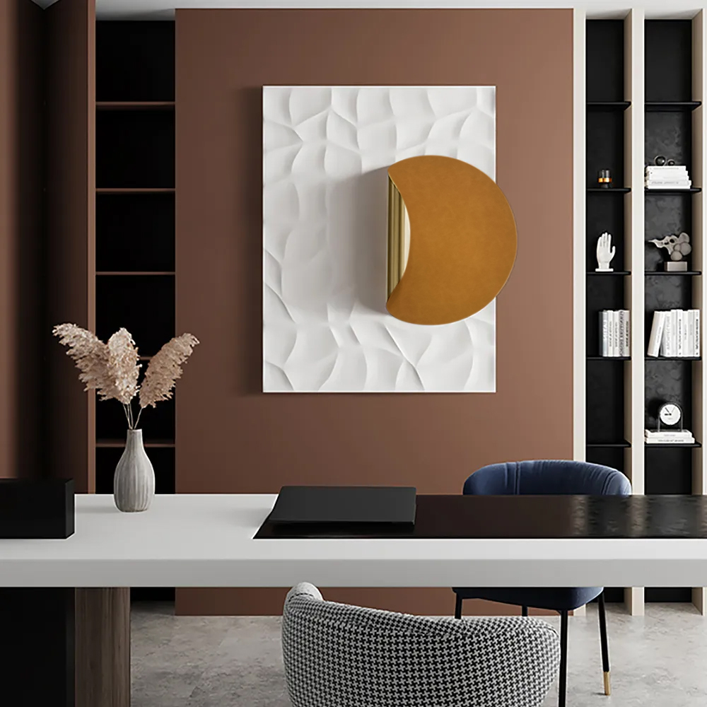 Modern Orange Rectangle Wall Decor Background Creative Geometric Wall Art for Livingroom
