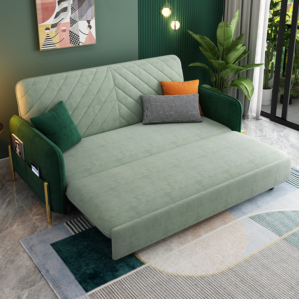 Full Sleeper Sofa Green Upholstered Convertible Sofa-Homary