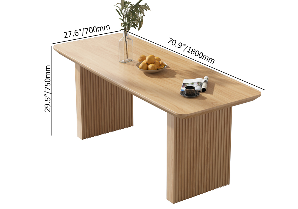 71" Farmhouse Rectangle Dining Table Natural Solid Wood Table for 8 Person