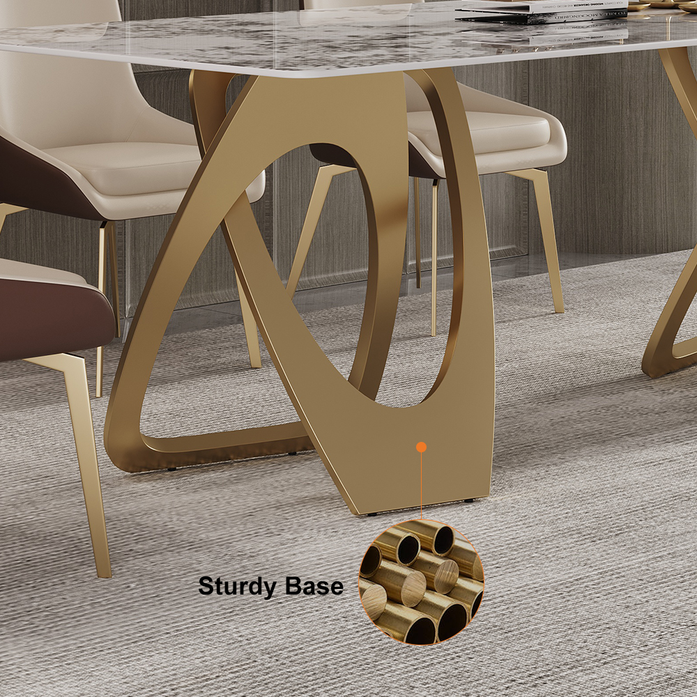 1800mm Contemporary Dining Table in Gold for 8 Seaters with Stone Top ...