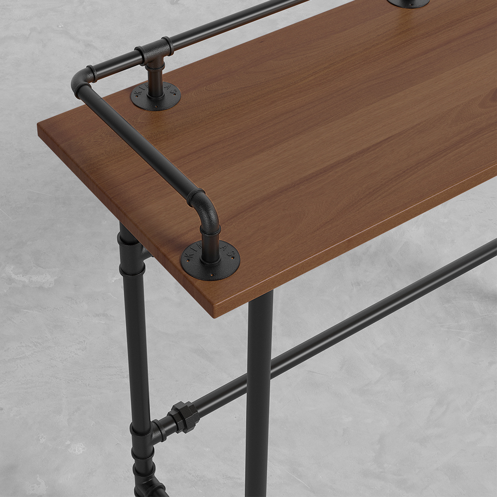 39.4" Industrial Rectangular Wood Bar Height Table in Walnut