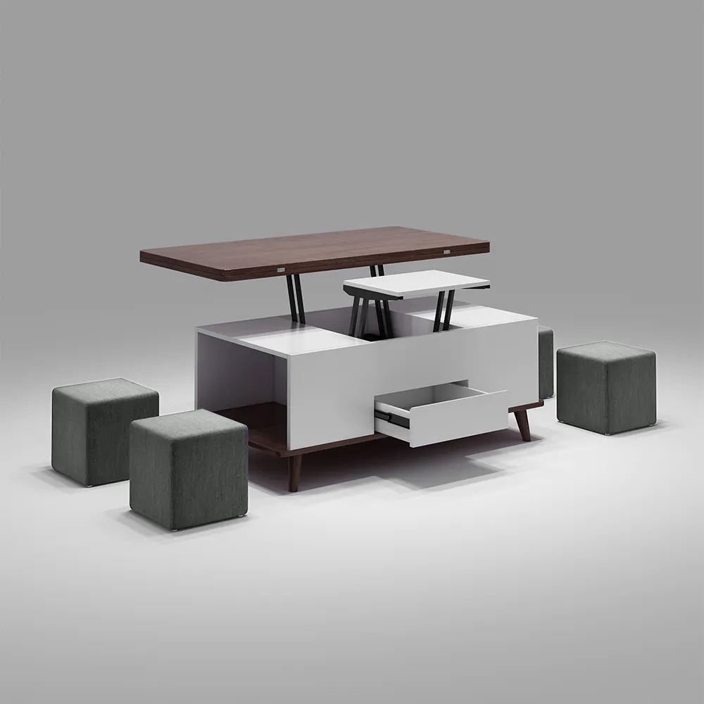 5 Pieces Lift Top Coffee Table Set with Storage Convertible Dining ...
