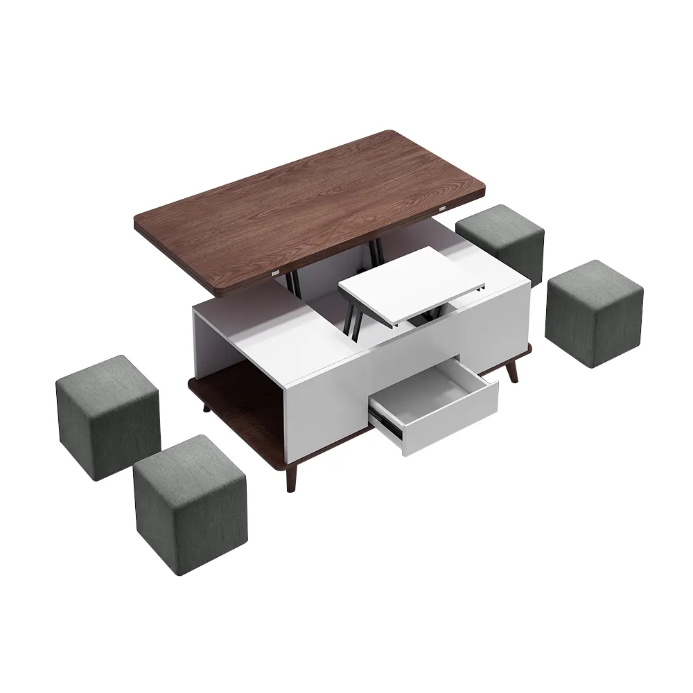 5 Pieces Lift Top Coffee Table Set with Storage Convertible Dining ...