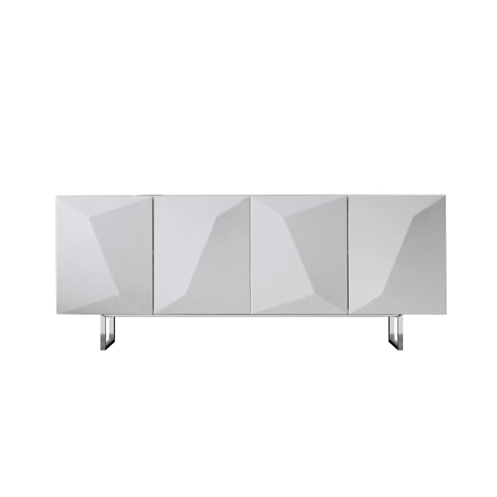 Modern 71" White Buffet Sideboard Kitchen Cabinet with 4 Doors Adjustable Shelves