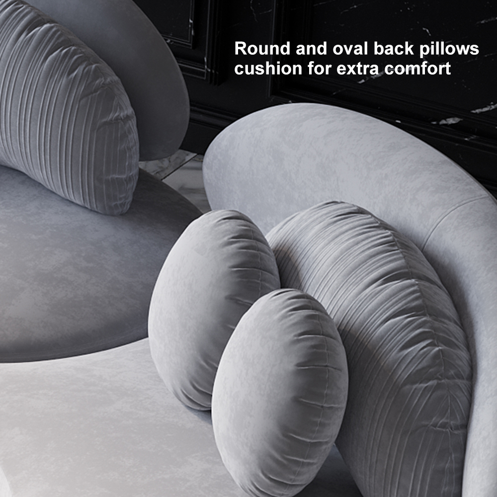 Modern Curved Sectional Modular Sofa Light Gray Velvet Upholstered 6 ...