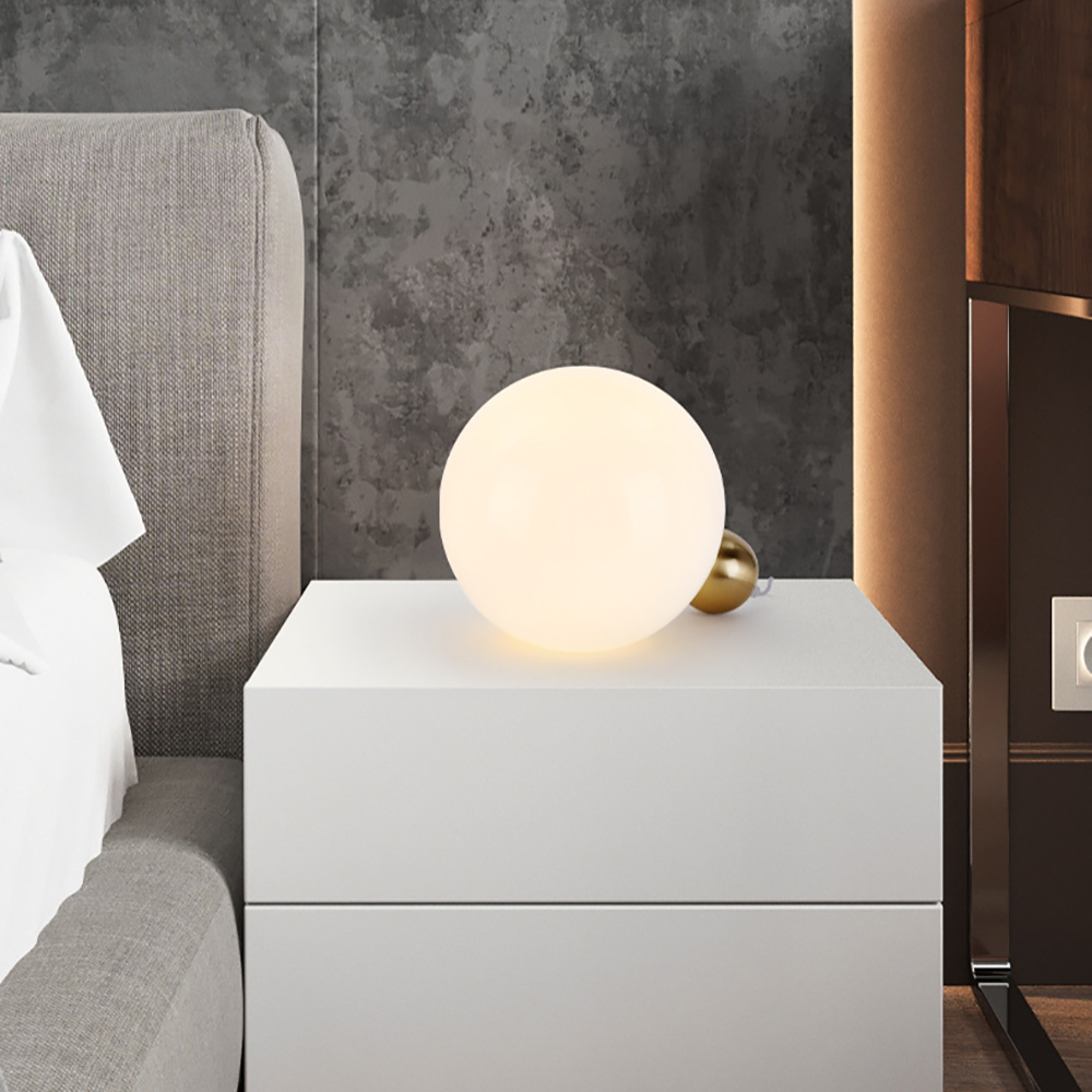 1Light White Globe Table Lamp with Gold Globe Base Table & Floor