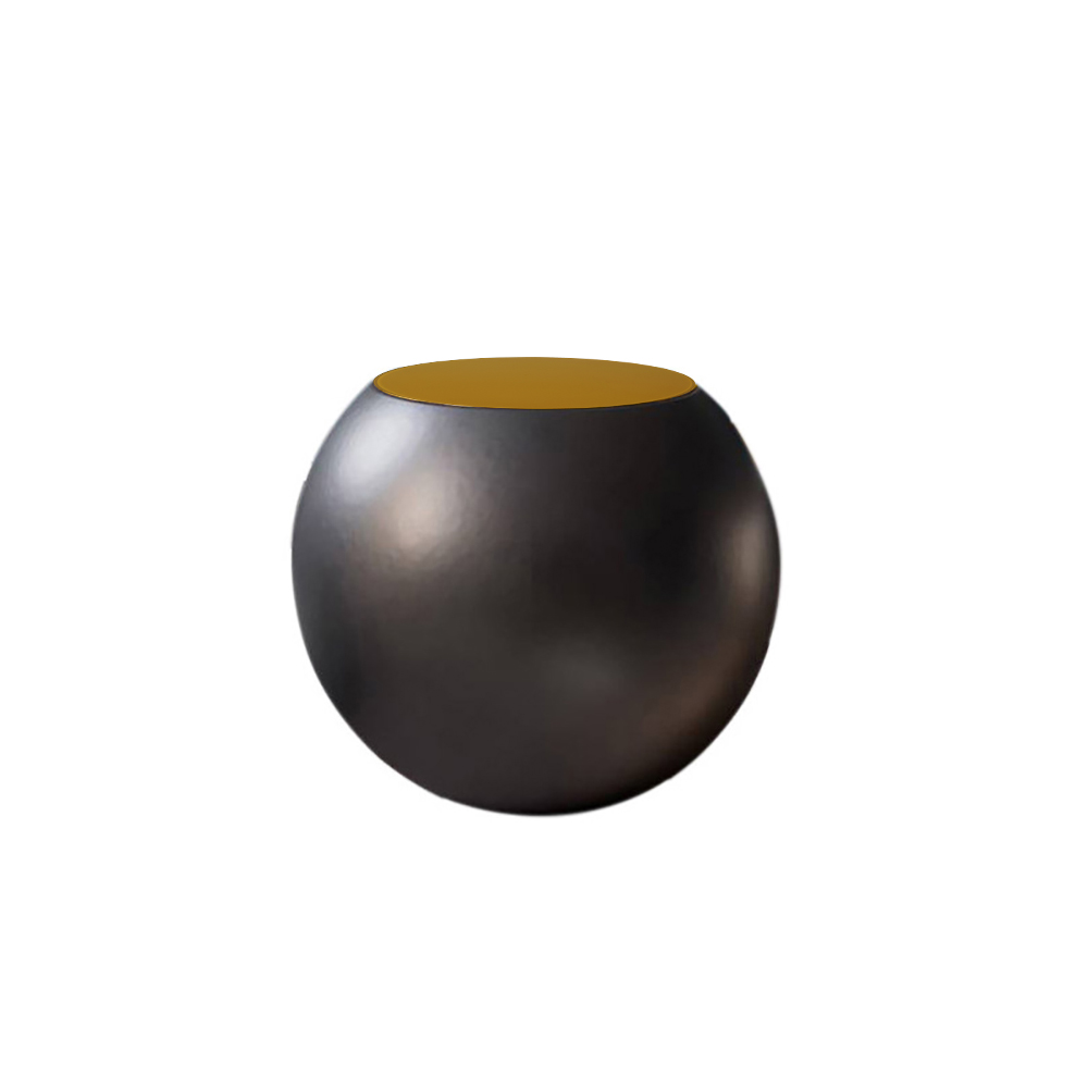 Moderner runder Couchtisch in Form einer Schale, schwarzer Akzenttisch mit gelber Tischplatte, 1 Stück