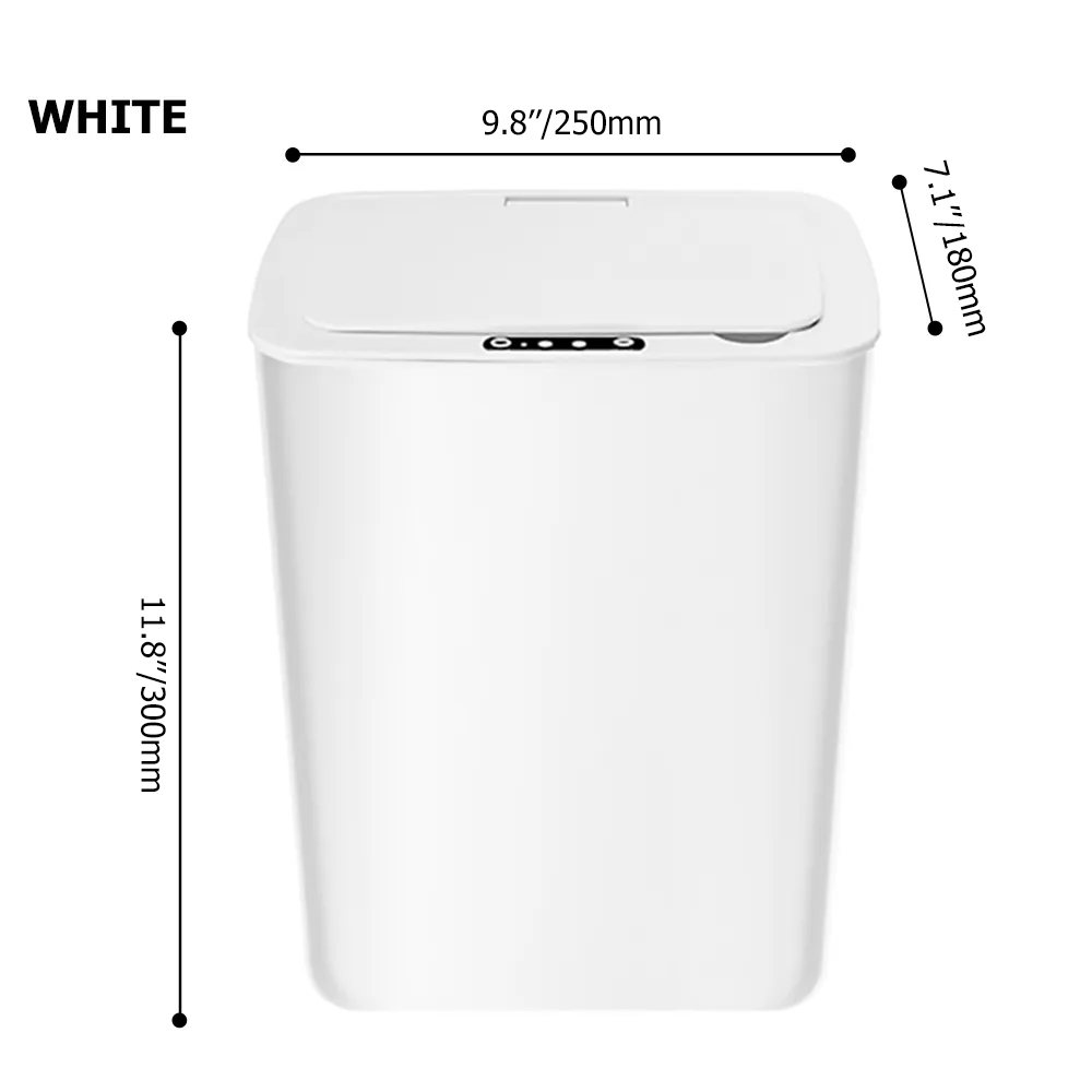 White Intelligent Touchless Sensor Trash Can with Odor-Absorbing Deodorizer Area