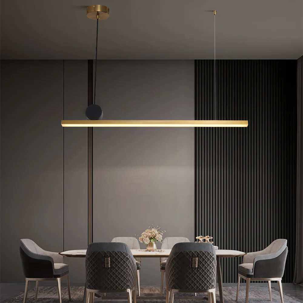 Gold & Black LED Linear Kitchen Island light with Adjustable Cables