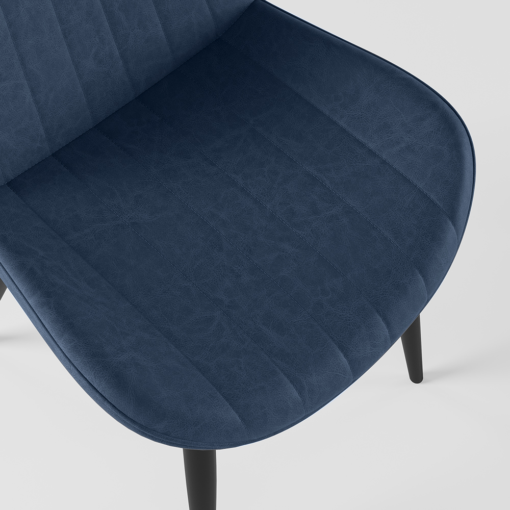 Modern Blue Dining Room Chairs PU Leather Upholstered (Set of 2