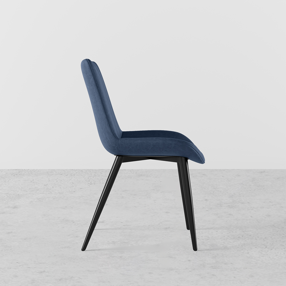 Modern Blue Dining Room Chairs PU Leather Upholstered (Set of 2