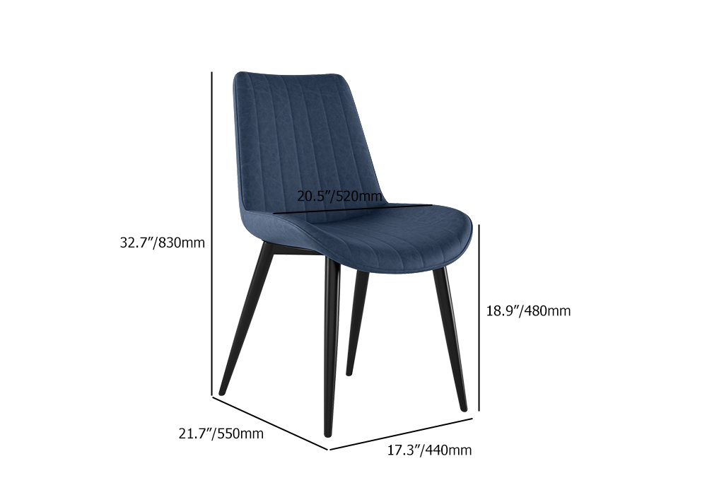 Modern Blue Dining Room Chairs PU Leather Upholstered (Set of 2