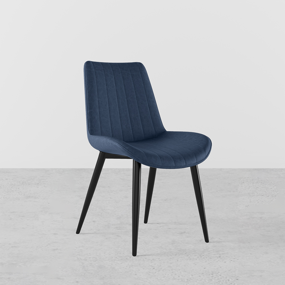Modern Blue Dining Room Chairs PU Leather Upholstered (Set of 2
