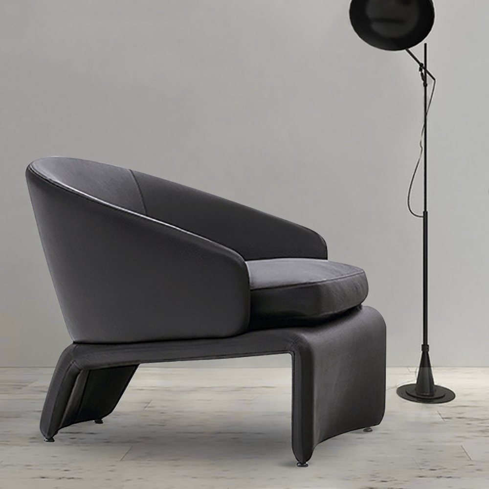 Modern Accent Chair Microfiber Leather Upholstered Deep Gray Chair