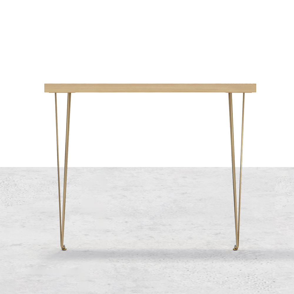 59" Modern Natural Narrow Rectangular Console Table with Wooden Top Metal Legs