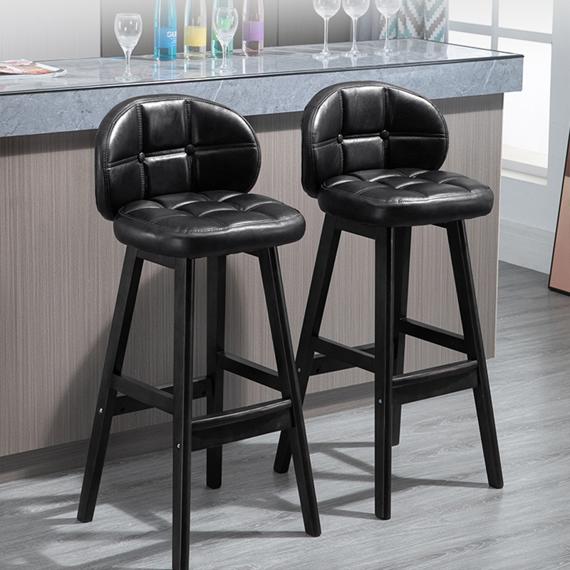 Black PU Leather Counter Height Bar Stools with Back Set of 2 Rustic Counter Stool