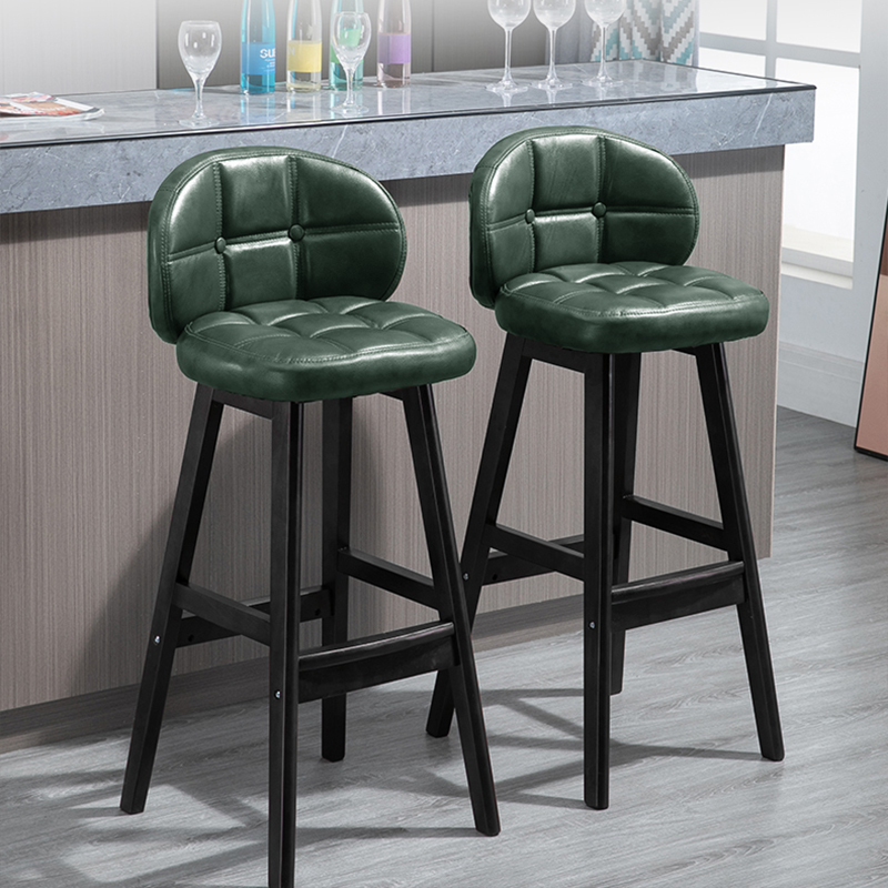 Green PU Leather Counter Height Bar Stools with Back Set of 2 Rustic Counter Stool 