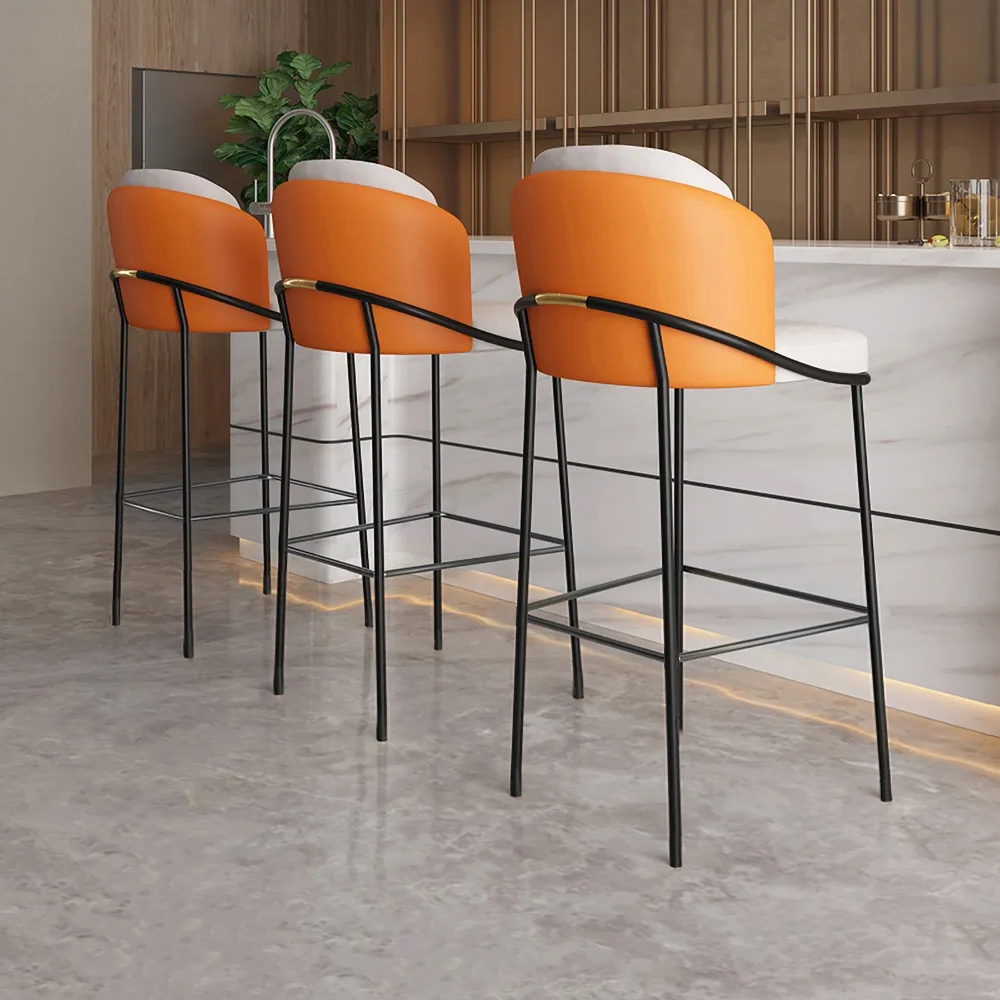 Modern PU Leather Breakfast Bar Stool with Back Counter Height Stool with Footrest