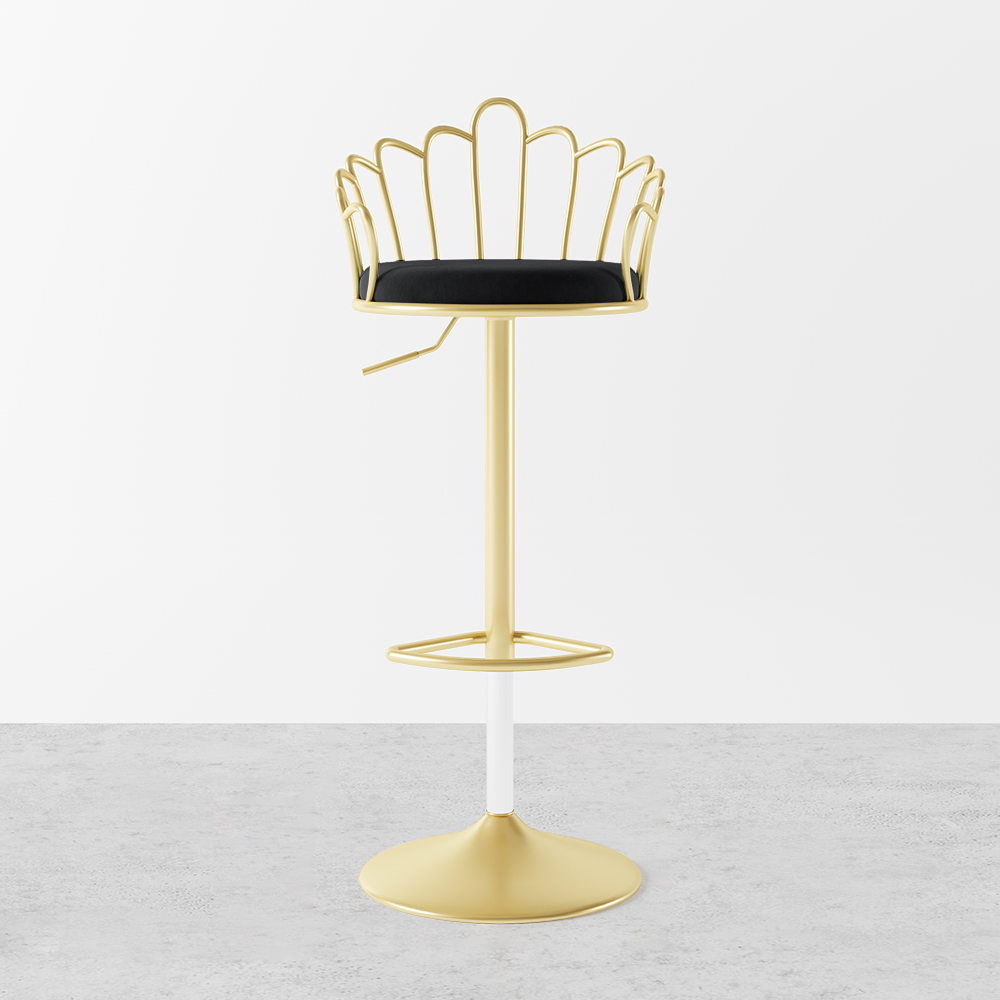 Black Velvet Counter Height Swivel Bar Stools Set of 2 with Back ＆ for