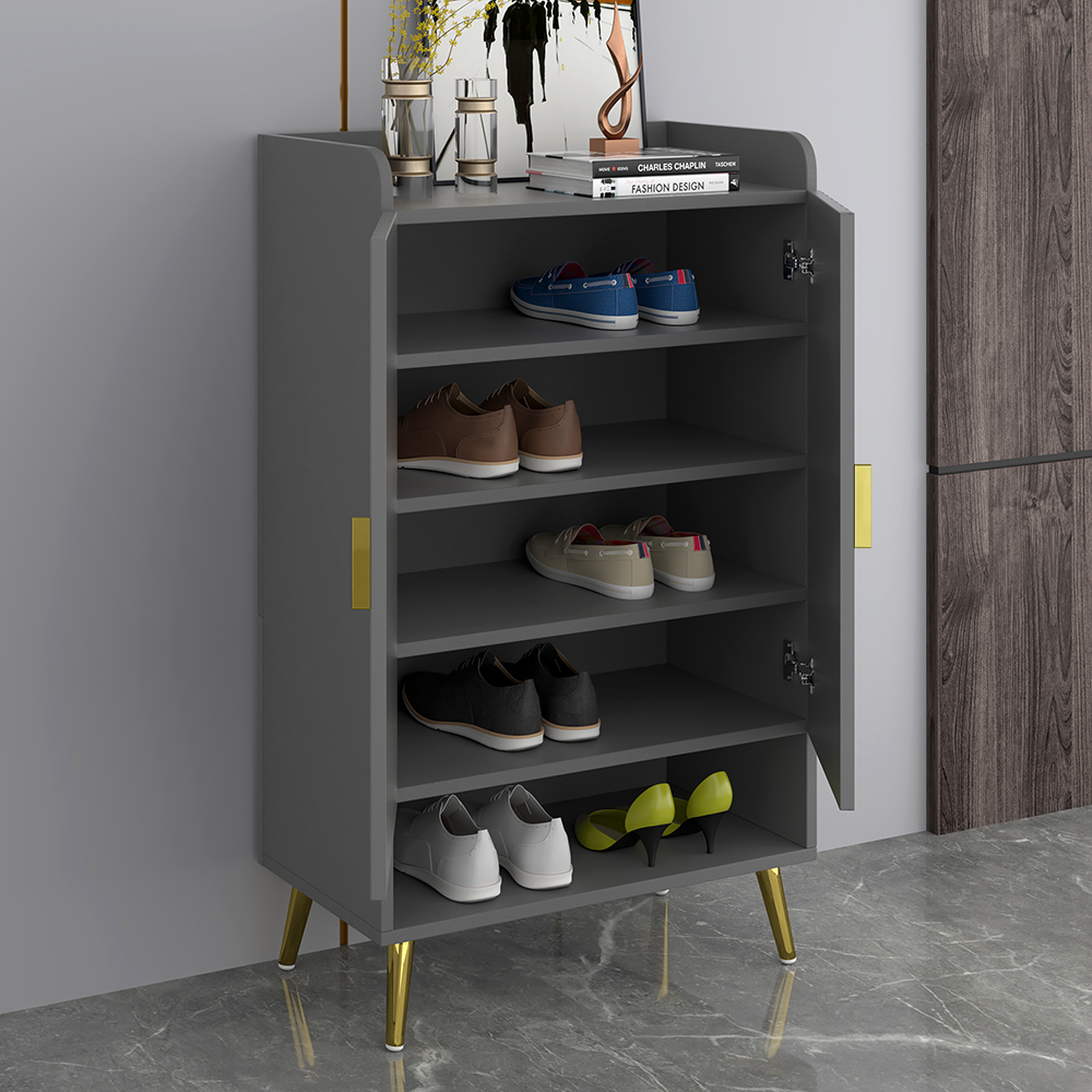 Yellar Nordic Grey Shoe Cabinet 4 Shelves Hallway Shoe Cabinet