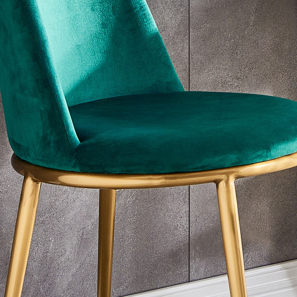 Modern Velvet Dining Chair High Back Upholstered Side Chair in Gold Legs Set of 2