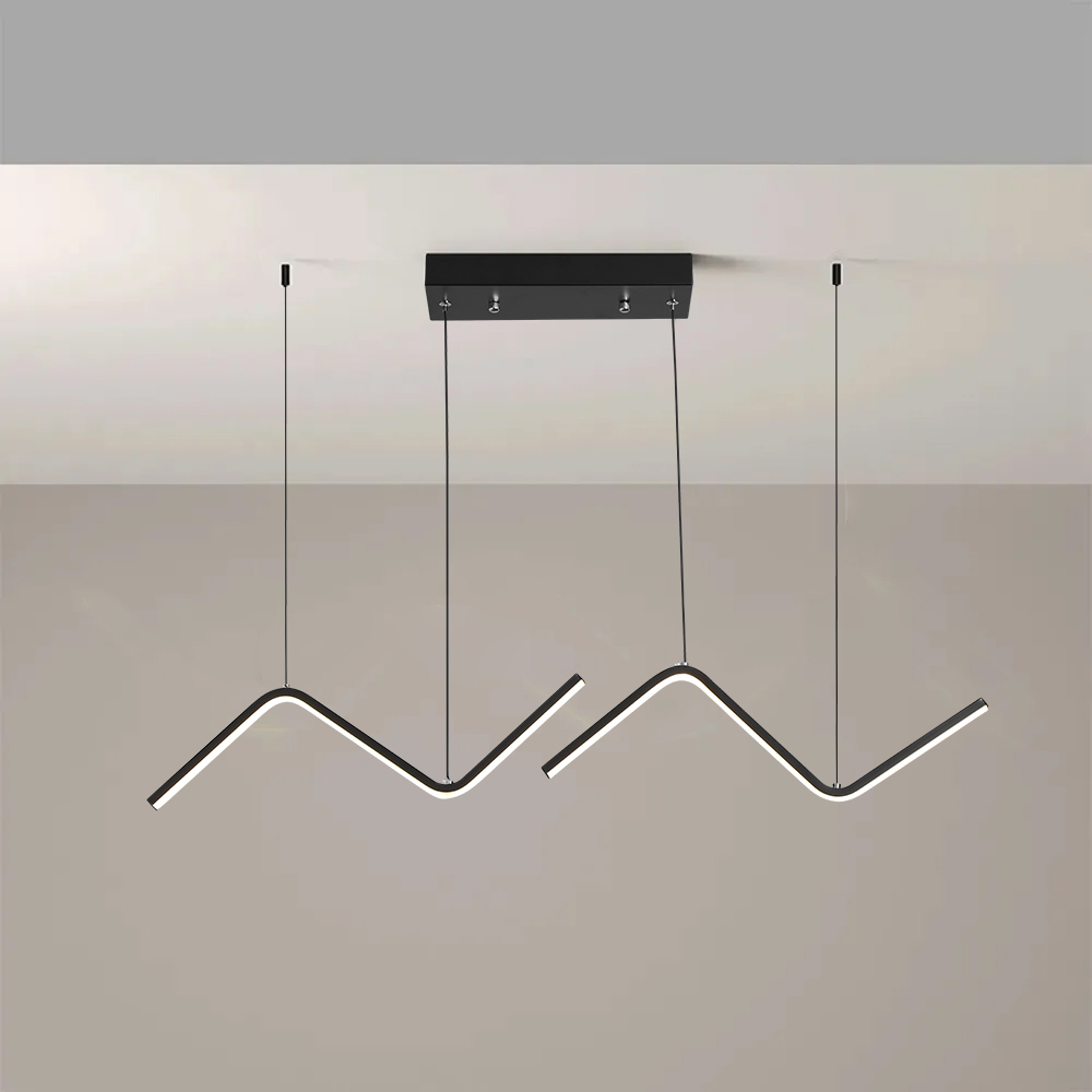 Moderne LED-Insel-Licht-2-Licht-schwarze Küche lineare Pendelleuchte