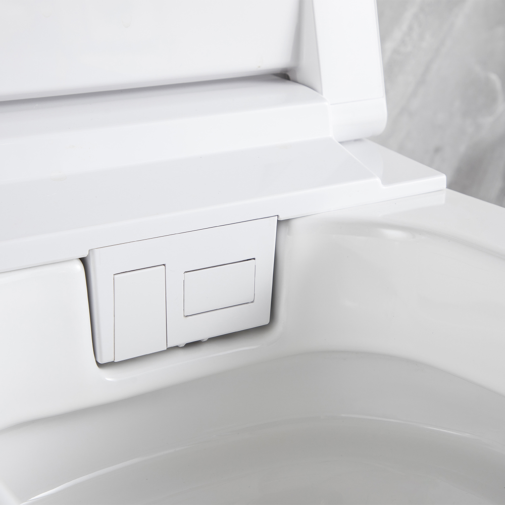 White Smart One-Piece Floor Square Toilet with Remote Control and Automatic Cover
