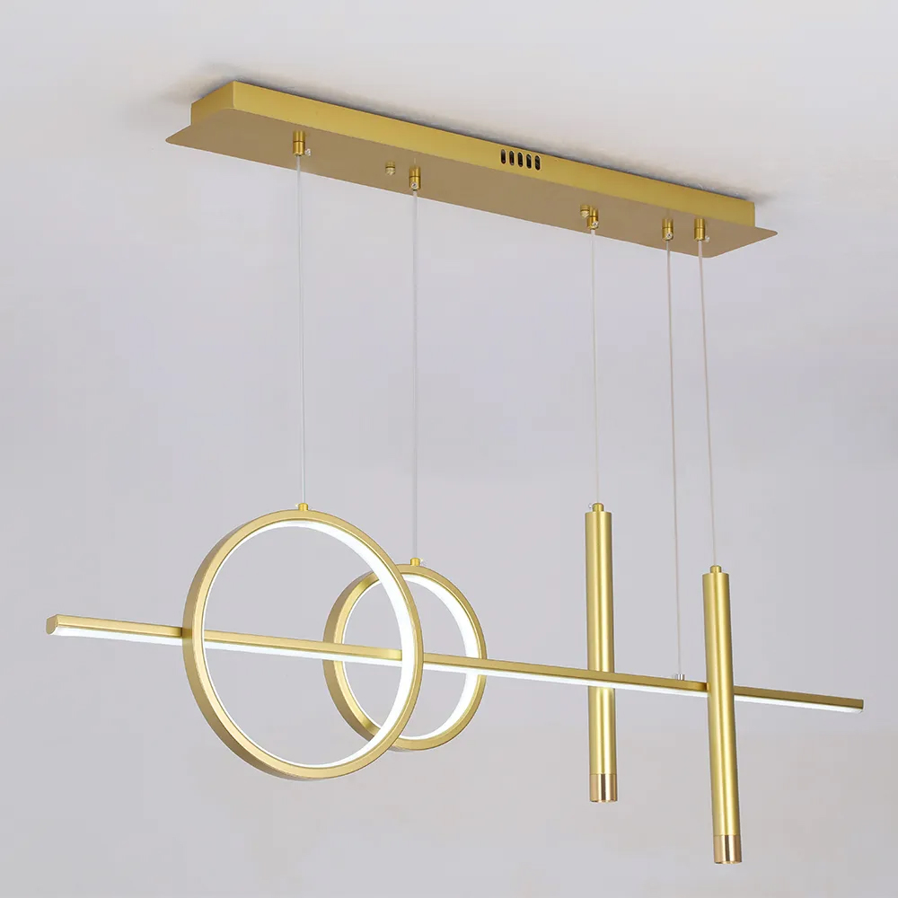 Geometric Kitchen Island Light Metal Pendant Light in Gold, Dimmable